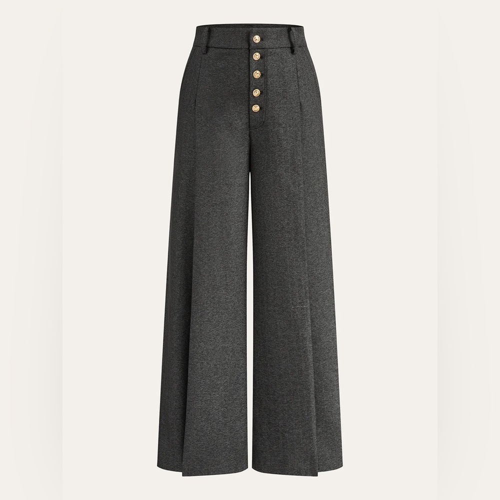 COMMENSE High-Waisted Button-Front Wide-Leg Pants - size XSmall